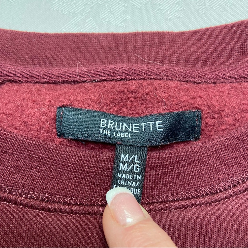 Brunette The Label “Pinot Please” burgundy crewneck sweatshirt Size M/L - Picture 6 of 6